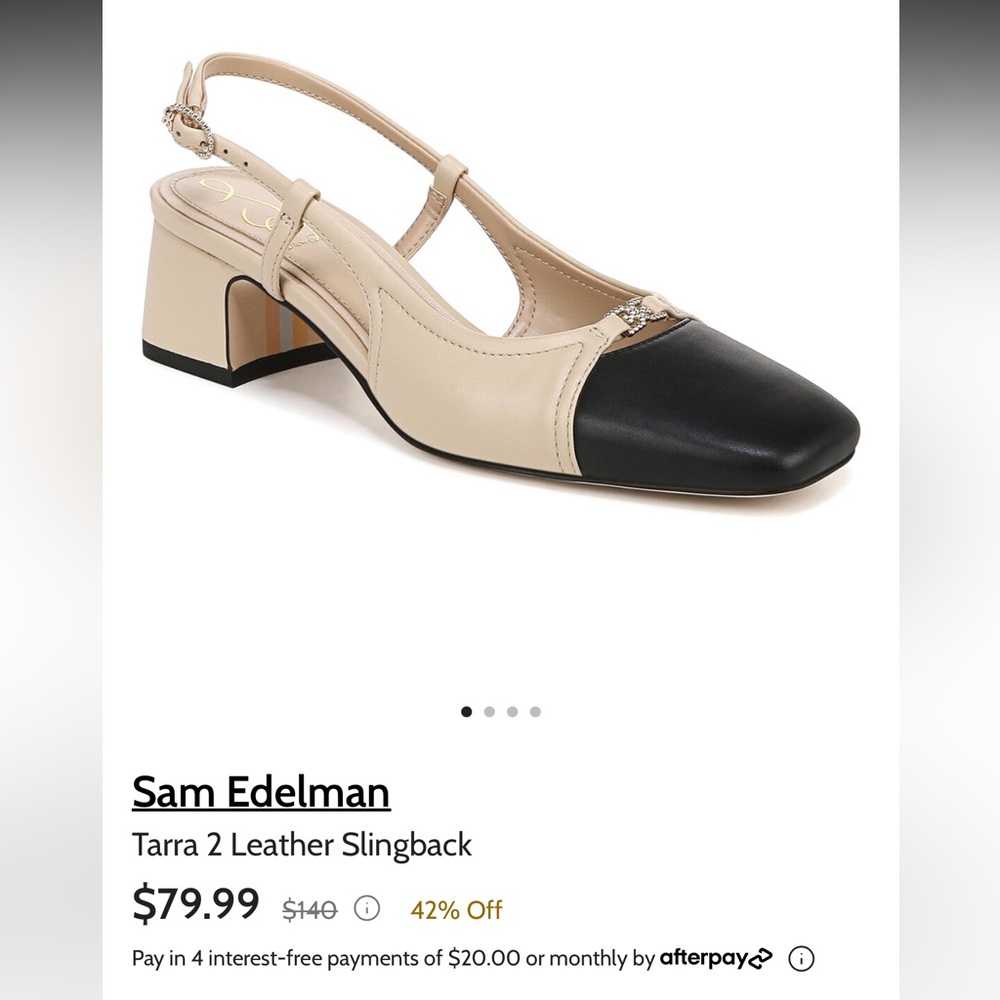 Sam Edelman Tarra Sand/Black Sling backs Size 9